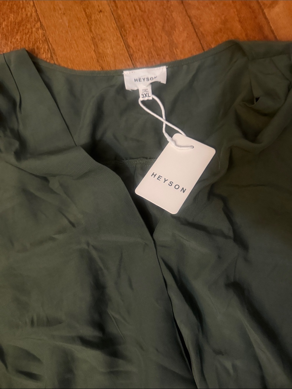 Olive Green Wrap-Front Bodysuit with Long Sleeves